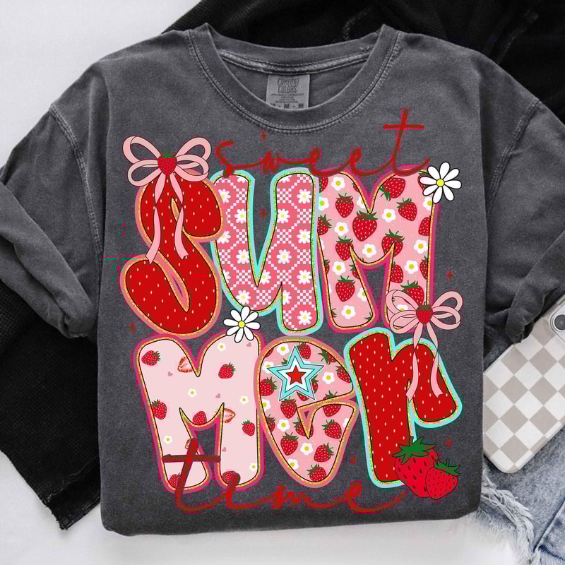 Summer Vibes Shirt Strawberry Cute Graphic Tee Trendy Fruit Summer Outfit Gift 0