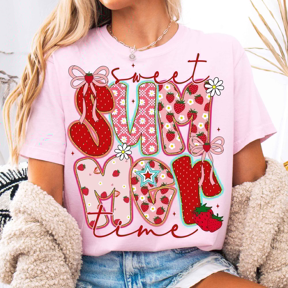 Summer Vibes Shirt Strawberry Cute Graphic Tee Trendy Fruit Summer Outfit Gift 2