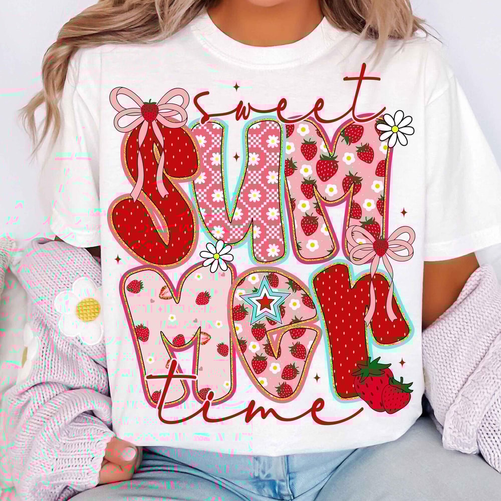 Summer Vibes Shirt Strawberry Cute Graphic Tee Trendy Fruit Summer Outfit Gift 4