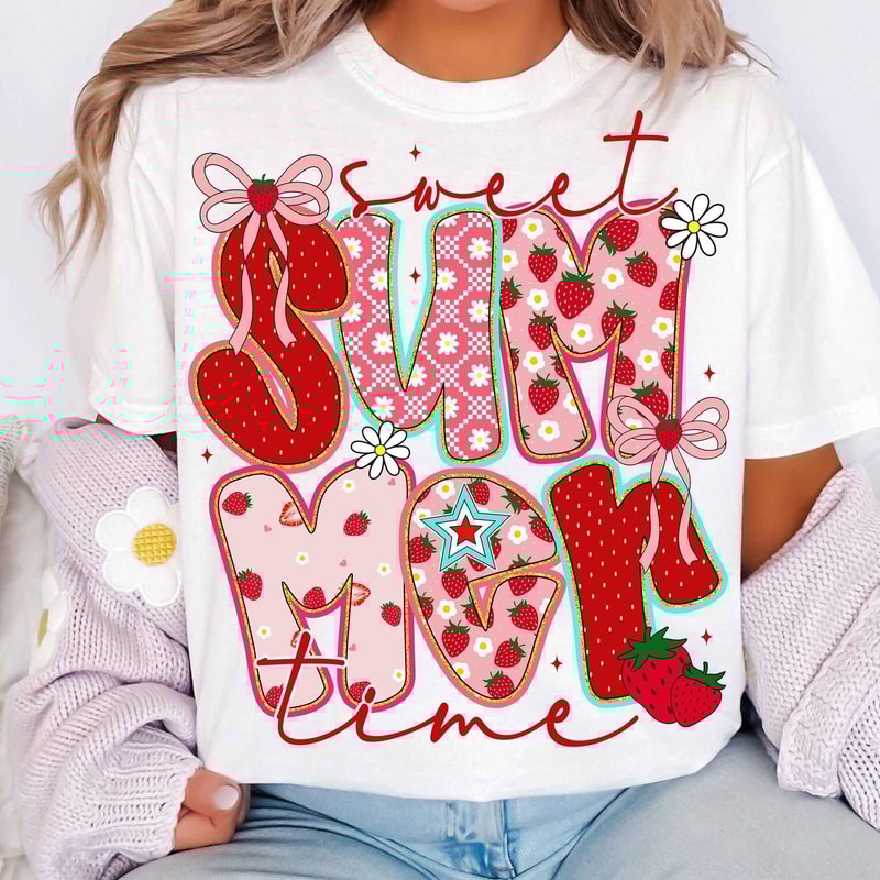 Summer Vibes Shirt Strawberry Cute Graphic Tee Trendy Fruit Summer Outfit Gift 4
