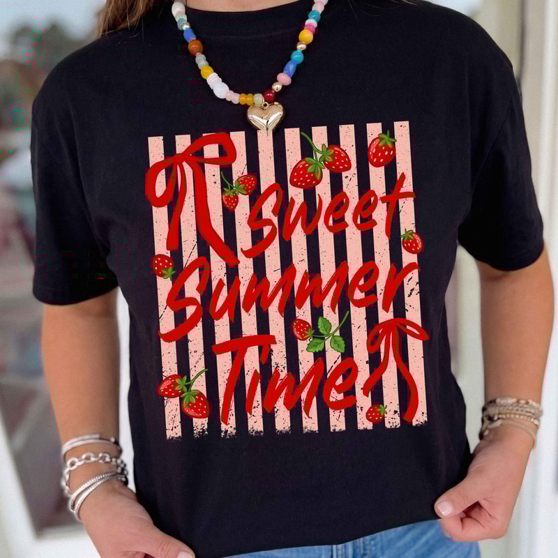 Sweet Summer Time Shirt Strawberry Cute Graphic Tee Trendy Summer Outfit Gift 1