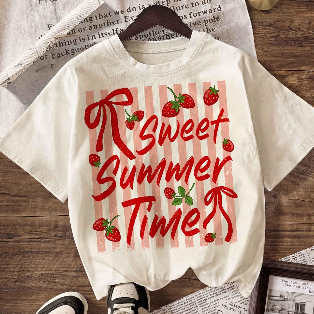 Sweet Summer Time Shirt Strawberry Cute Graphic Tee Trendy Summer Outfit Gift 3