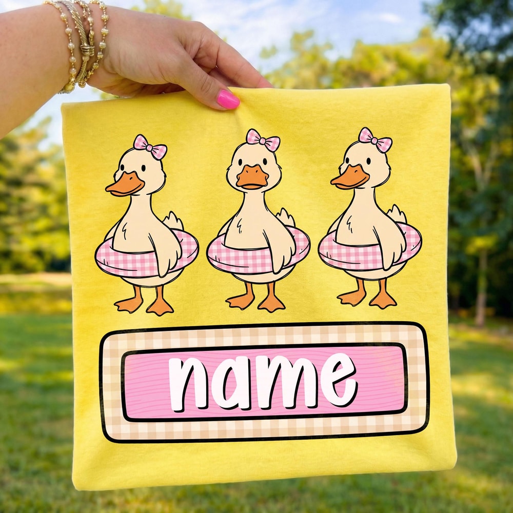 Custom Duck Shirt Personalized Name Cute Duck Graphic Tee Kids Gift 0