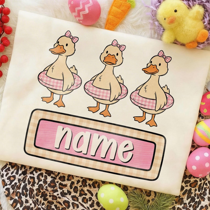 Custom Duck Shirt Personalized Name Cute Duck Graphic Tee Kids Gift 1