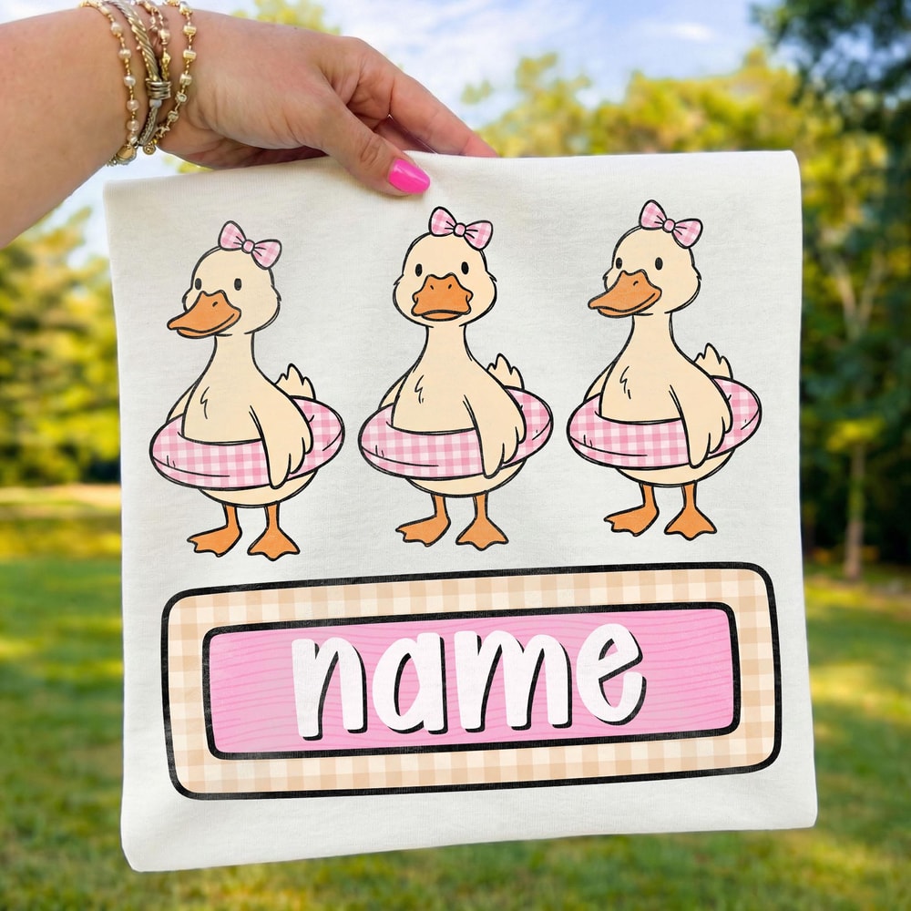 Custom Duck Shirt Personalized Name Cute Duck Graphic Tee Kids Gift 2