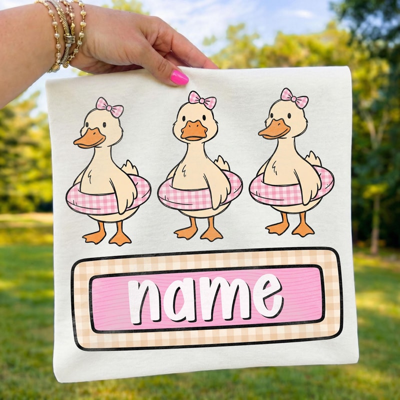 Custom Duck Shirt Personalized Name Cute Duck Graphic Tee Kids Gift 2