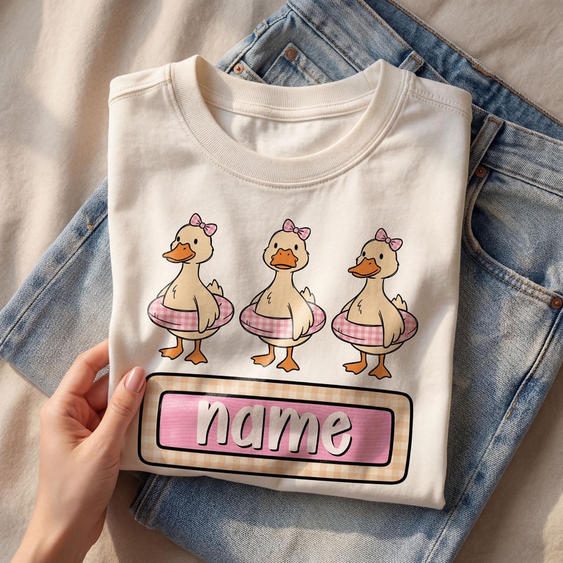 Custom Duck Shirt Personalized Name Cute Duck Graphic Tee Kids Gift 3