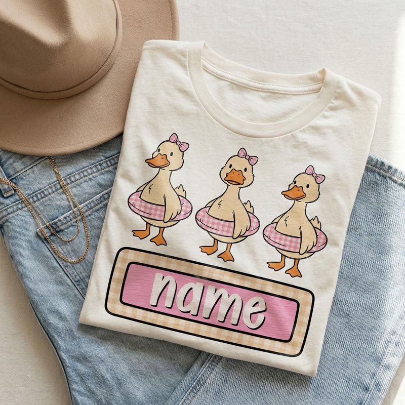 Custom Duck Shirt Personalized Name Cute Duck Graphic Tee Kids Gift 4