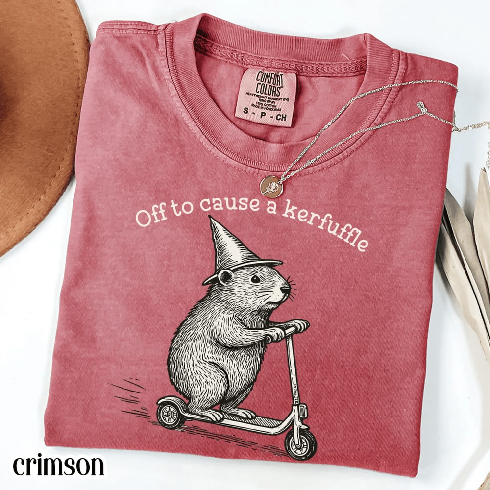 Off To Cause A Kerfuffle Shirt Funny Groundhog Scooter Comfort Colors Sarcastic Humor Tee 3