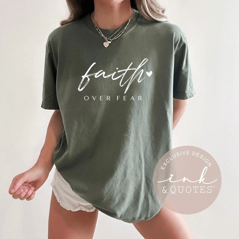 Faith Over Fear Shirt Comfort Colors Tee Inspirational Christian Easter Graphic Shirt For Women 2