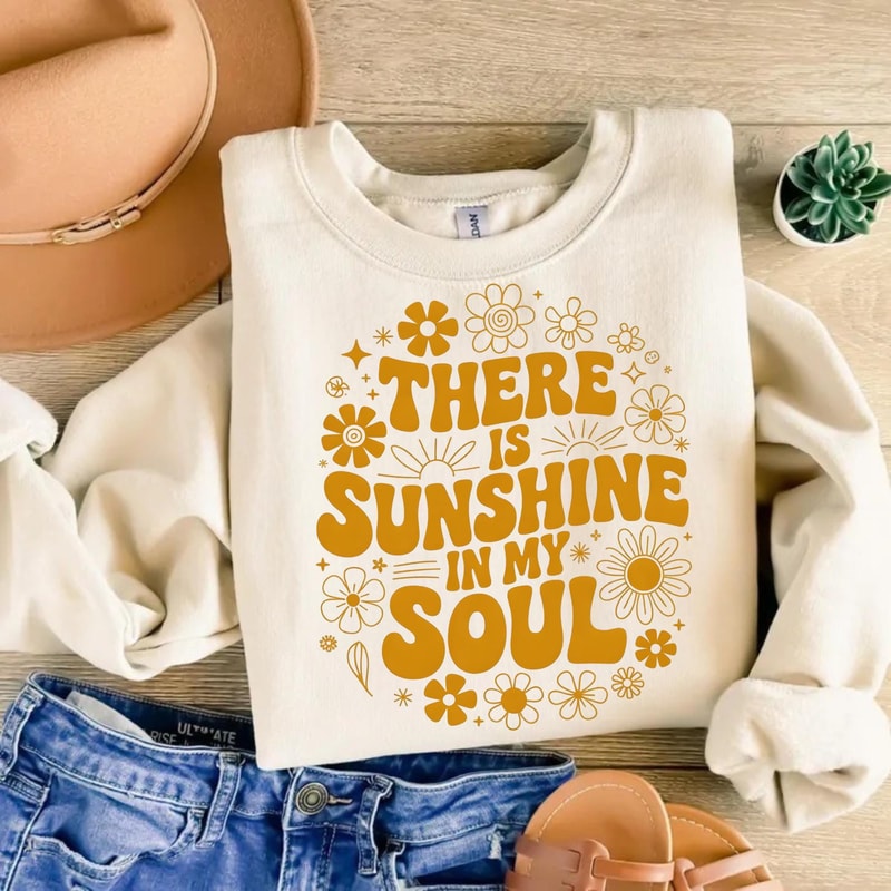 There Is Sunshine In My Soul Shirt Retro Floral Motivational Graphic Tee Gift 2