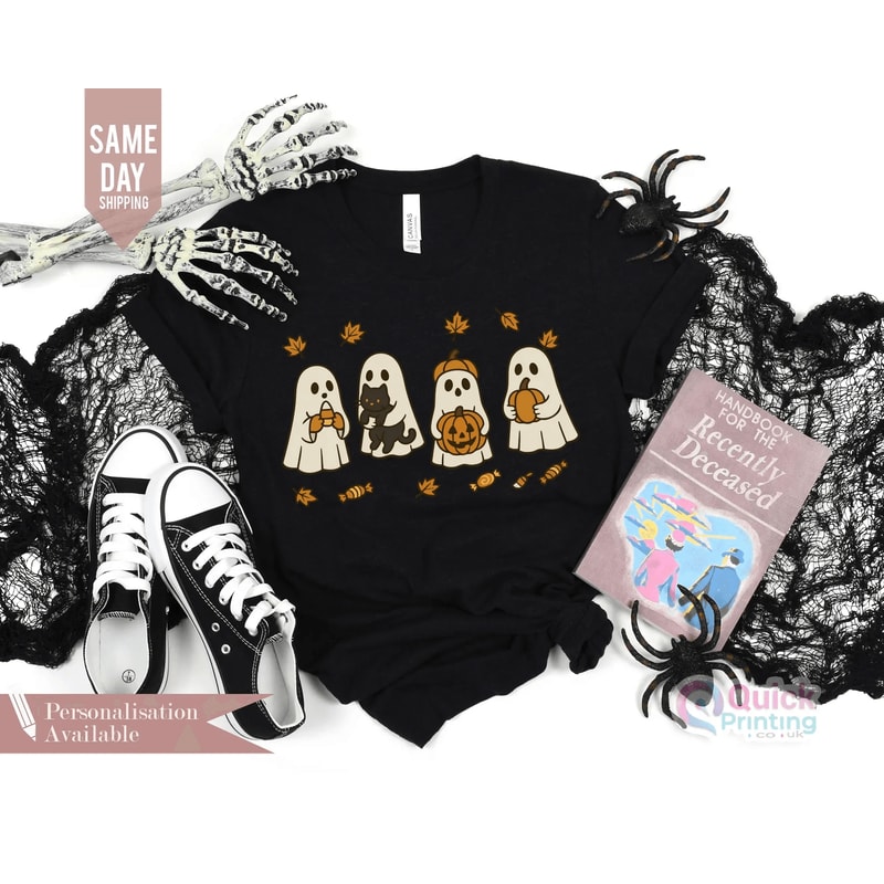 Spooky Season Pumpkin Sweatshirt Vintage Ghost Pumpkin Halloween Graphic Cozy Fall Pullover 0