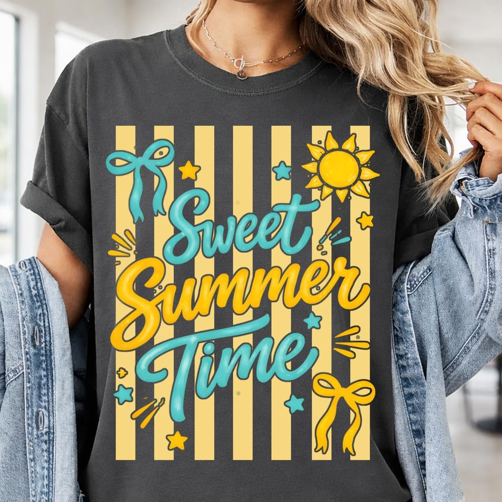 Sweet Summer Time Shirt Retro Sunshine Graphic Tee Cute Summer Outfit Gift 1