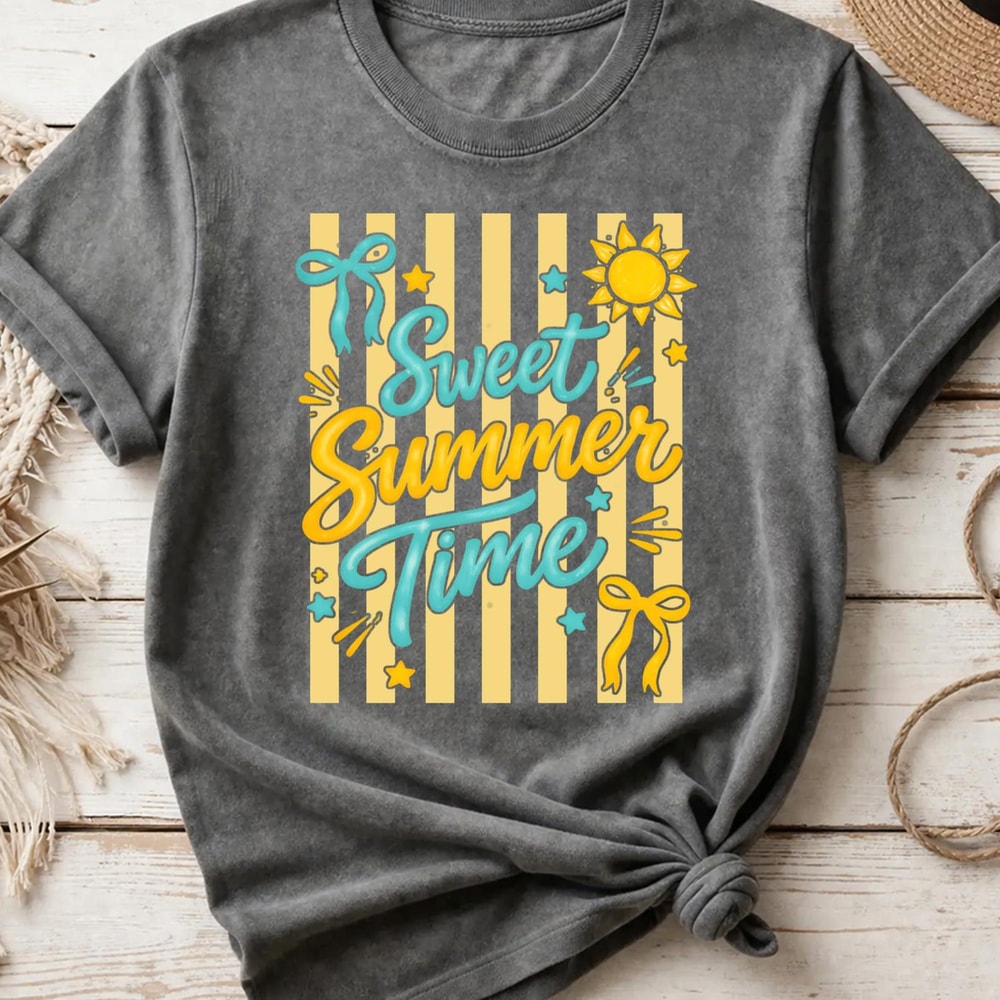 Sweet Summer Time Shirt Retro Sunshine Graphic Tee Cute Summer Outfit Gift 2