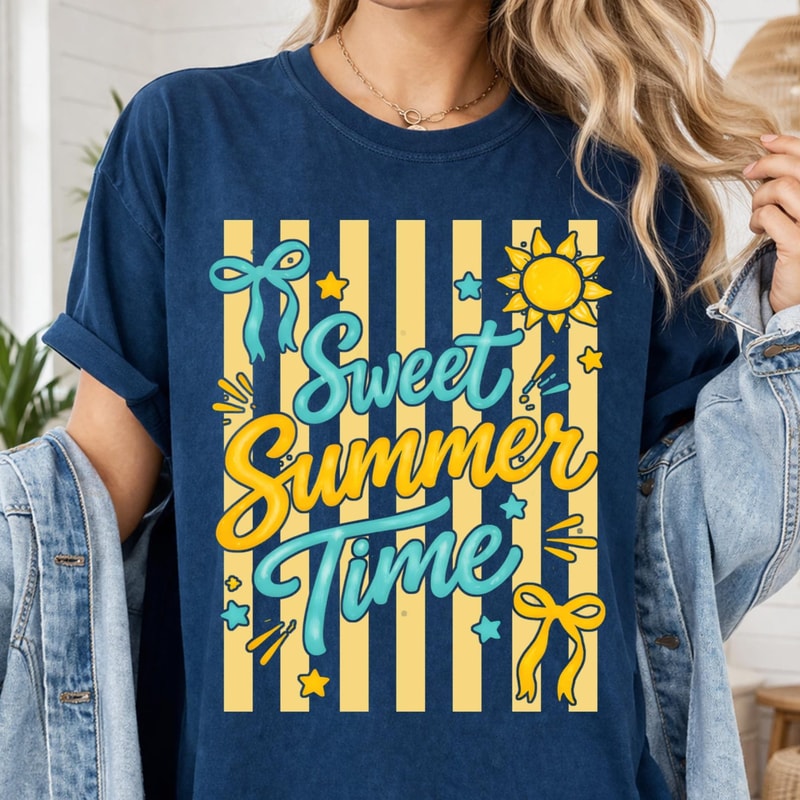 Sweet Summer Time Shirt Retro Sunshine Graphic Tee Cute Summer Outfit Gift 5