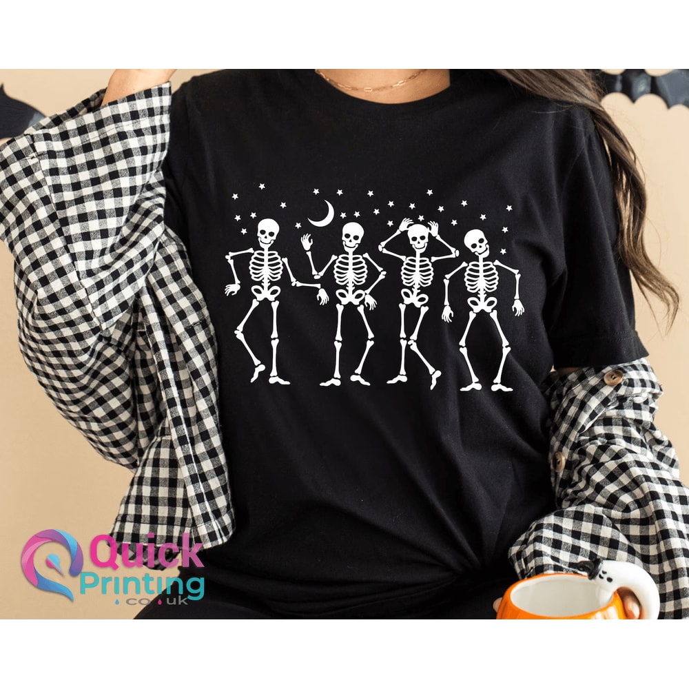 Dancing Skeleton Halloween Shirt Spooky Vintage Skeleton Graphic Tee Funny Fall Halloween Top 0