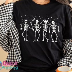 dancing skeleton halloween shirt – spooky vintage skeleton graphic tee funny fall halloween top