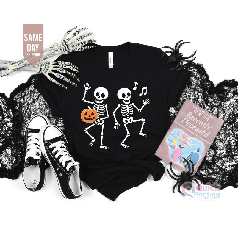 Kids Dancing Skeleton Halloween Shirt Cute Spooky Skeleton Graphic Tee Soft Cotton Kids Outfit 0