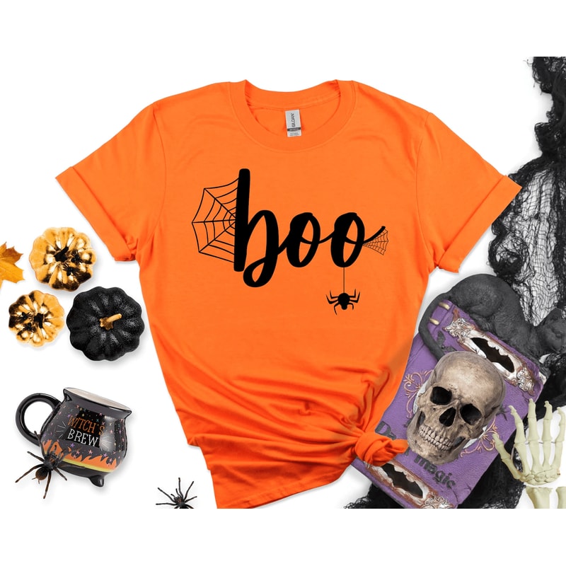 Boo Halloween Shirt Funny Witch Trick Or Treat Graphic Tee Cute Spooky Gift For Women 0