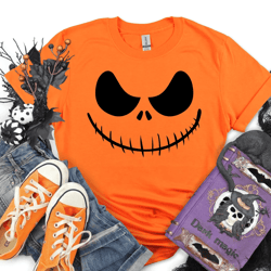 matching family pumpkin face shirts – funny halloween costume tees for family group outfits