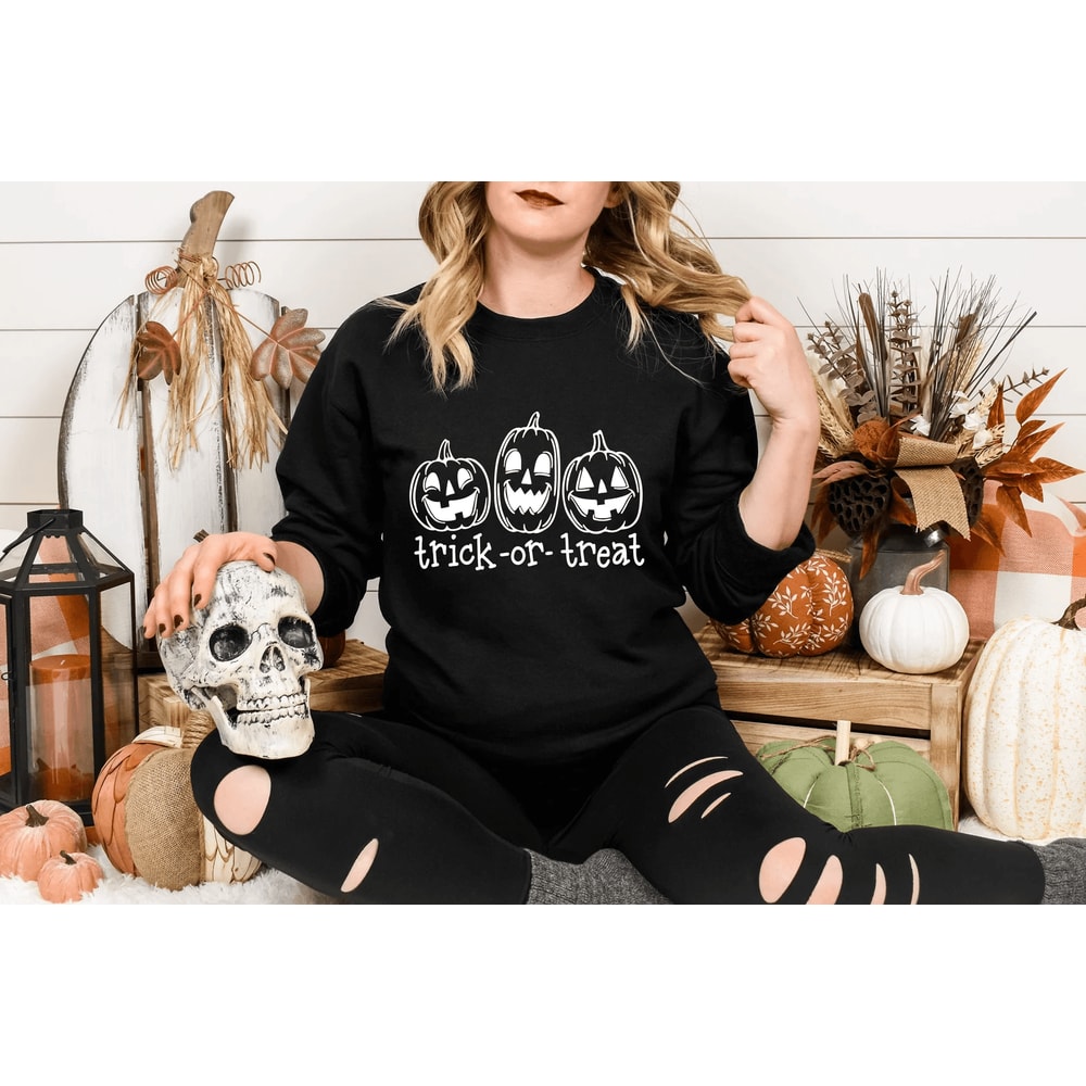Trick Or Treat Halloween Shirt Funny Kids Spooky Graphic Tee Cute Halloween Gift Top 2