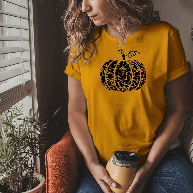 Floral Pumpkin Halloween Shirt Vintage Fall Aesthetic Graphic Tee Cute Autumn Gift For Women 2