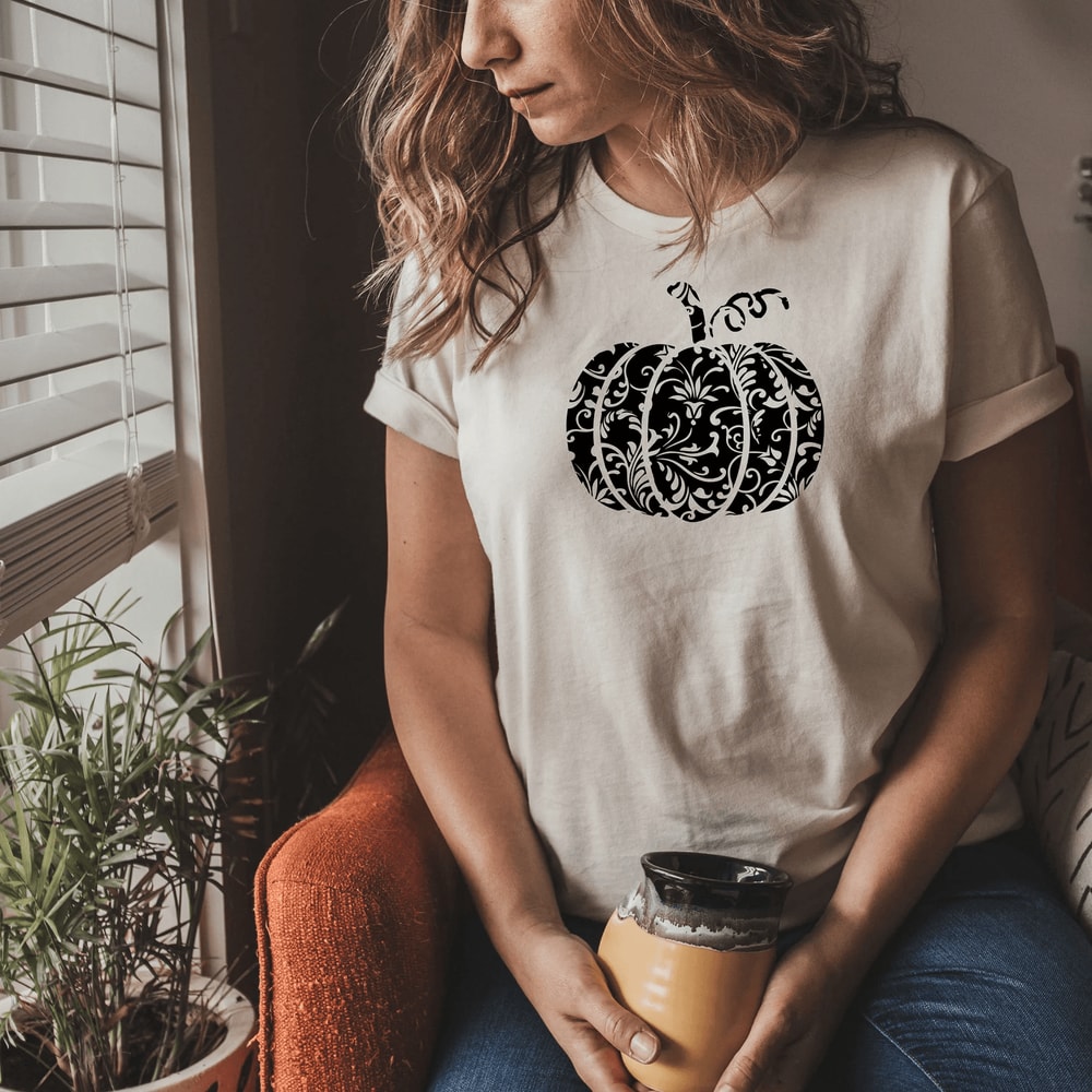 Floral Pumpkin Halloween Shirt Vintage Fall Aesthetic Graphic Tee Cute Autumn Gift For Women 3