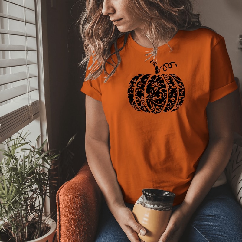 Floral Pumpkin Halloween Shirt Vintage Fall Aesthetic Graphic Tee Cute Autumn Gift For Women 4