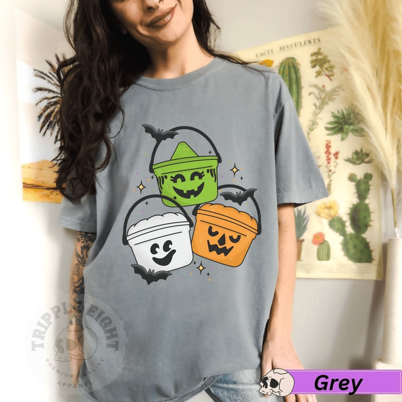 Vintage Halloween Bucket Shirt Retro 90s Boo Pails Graphic Tee Cute Spooky Season Shirt 1
