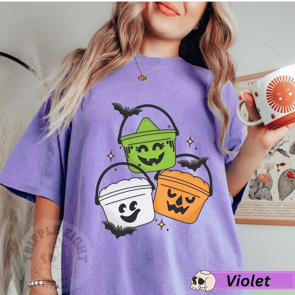 Vintage Halloween Bucket Shirt Retro 90s Boo Pails Graphic Tee Cute Spooky Season Shirt 3