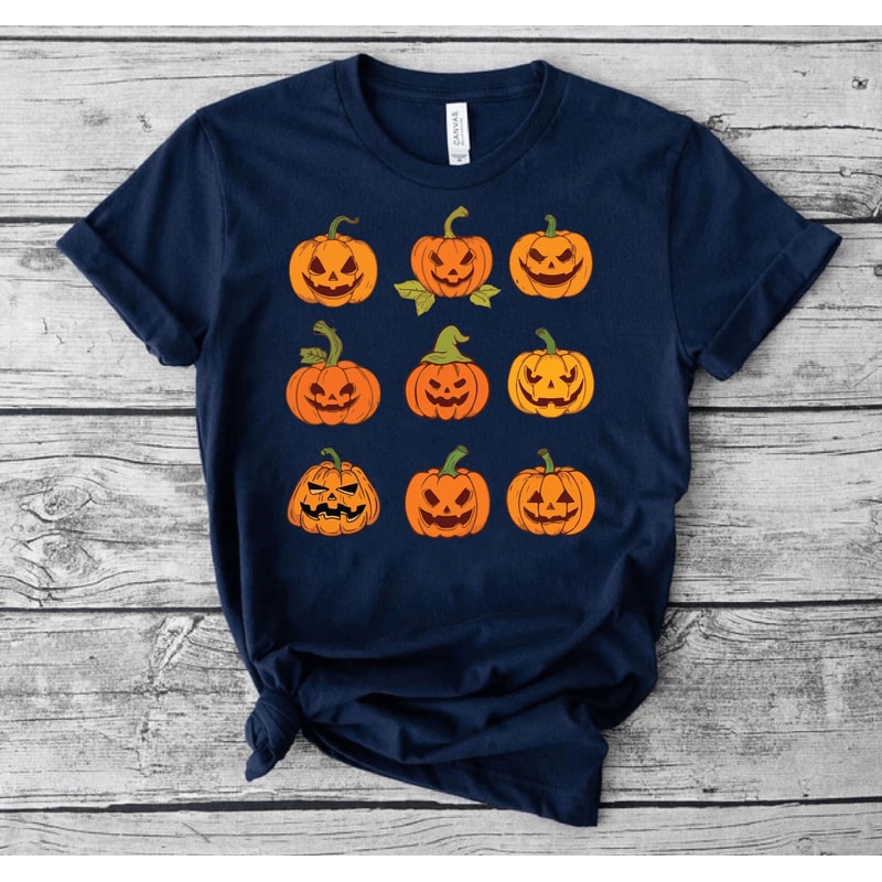 Pumpkin Halloween Party Shirt Funny Family Pumpkin Graphic Tee Spooky Costume Top 2