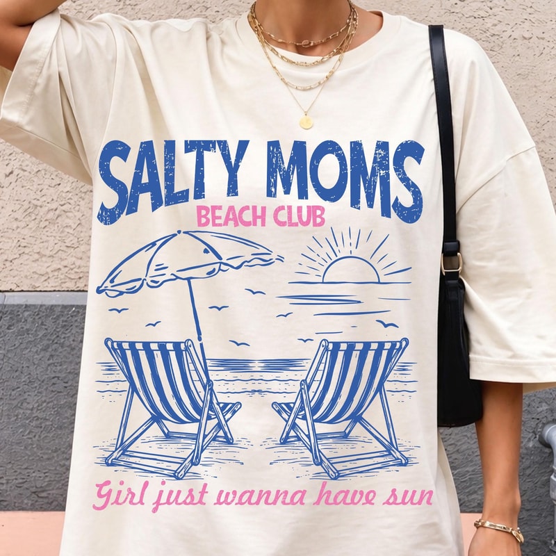 Salty Moms Beach Club Shirt Funny Beach Mom Tee Summer Gift 2