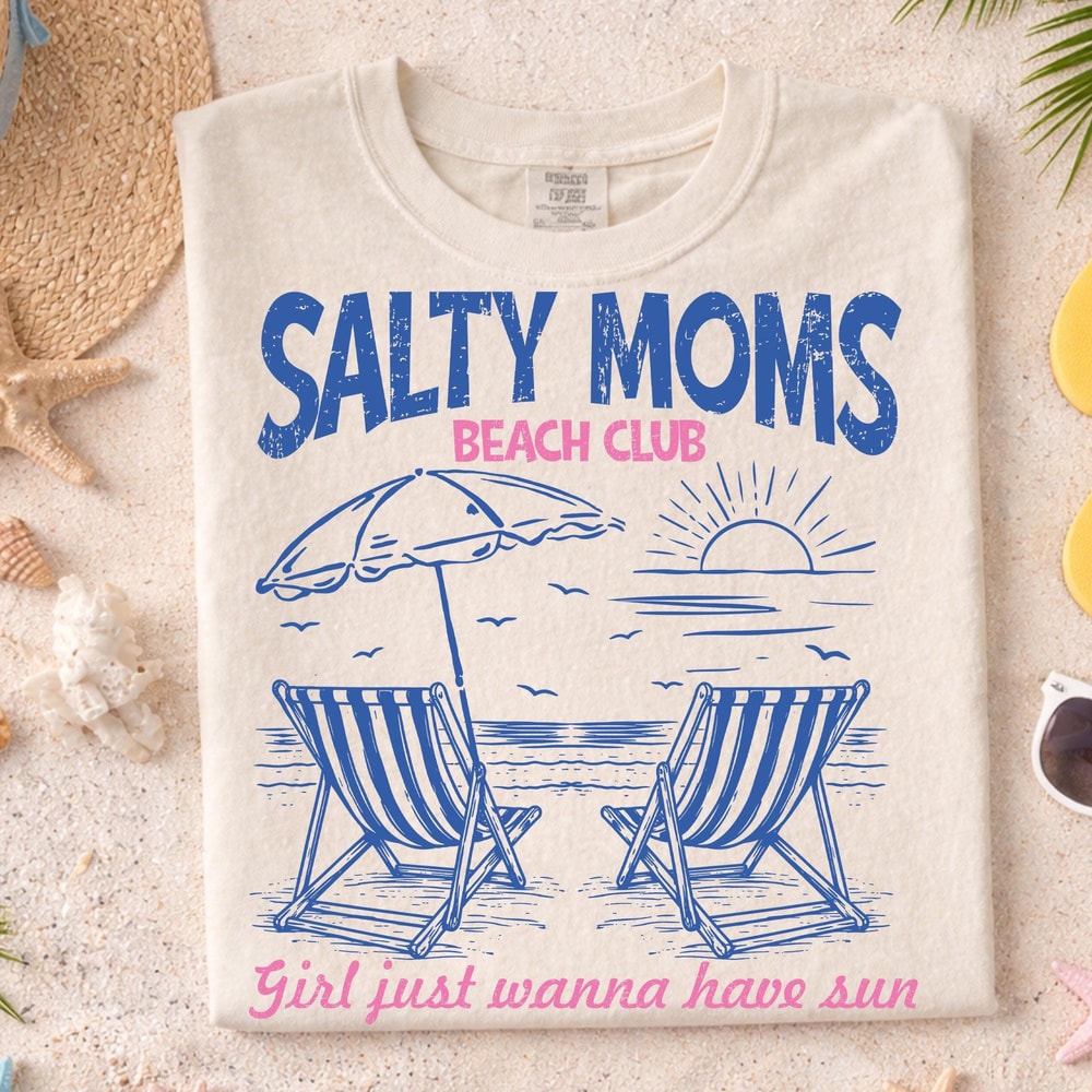 Salty Moms Beach Club Shirt Funny Beach Mom Tee Summer Gift 3