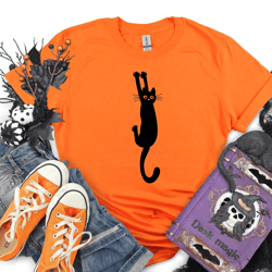 black cat halloween shirt – funny spooky cat graphic tee cute halloween costume top