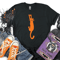 Black Cat Halloween Shirt Funny Spooky Cat Graphic Tee Cute Halloween Costume Top 1