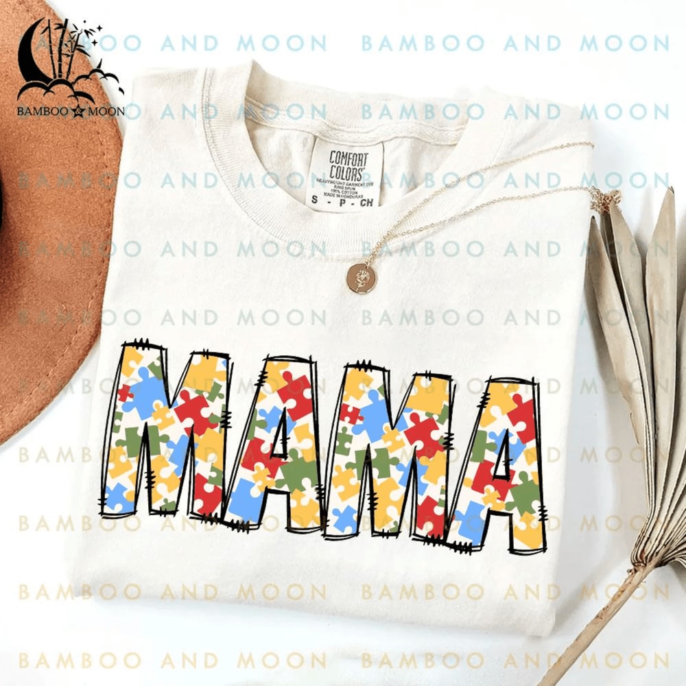 Personalized Autism Mama Puzzle Shirt Custom Comfort Colors Autism Awareness Tee 0