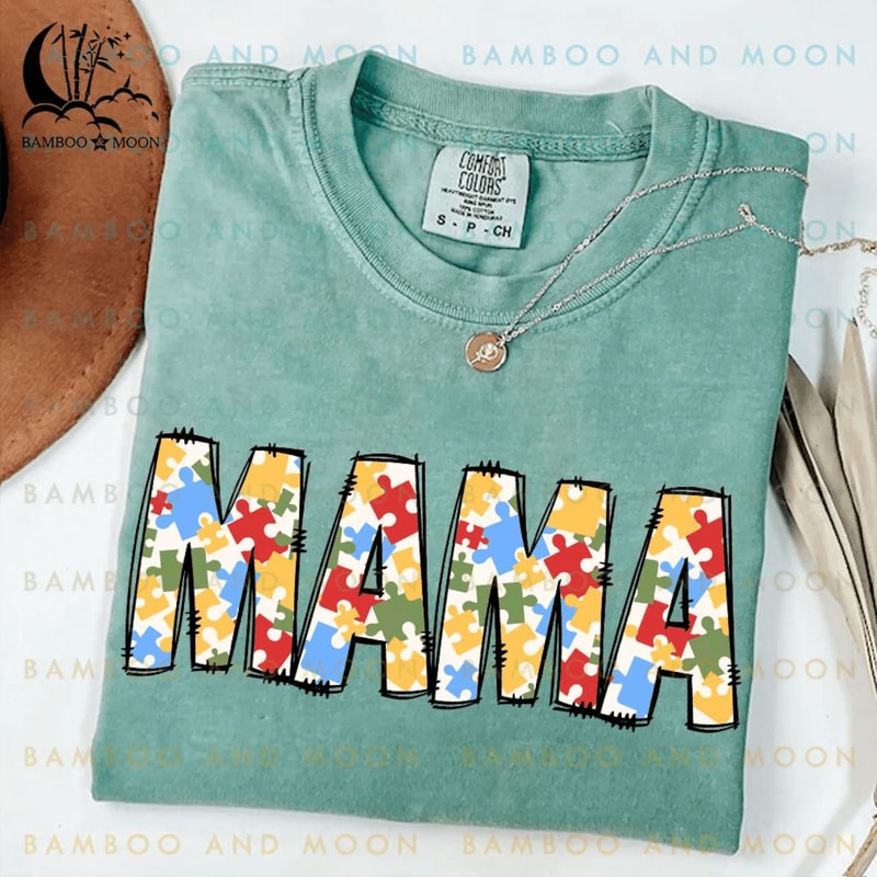 Personalized Autism Mama Puzzle Shirt Custom Comfort Colors Autism Awareness Tee 1