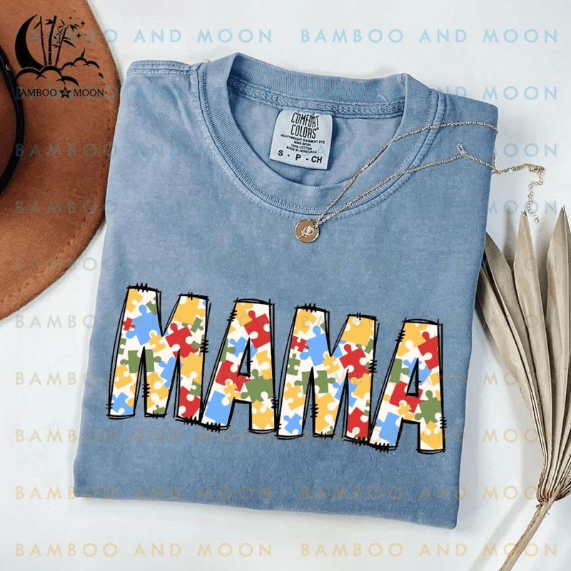 Personalized Autism Mama Puzzle Shirt Custom Comfort Colors Autism Awareness Tee 2