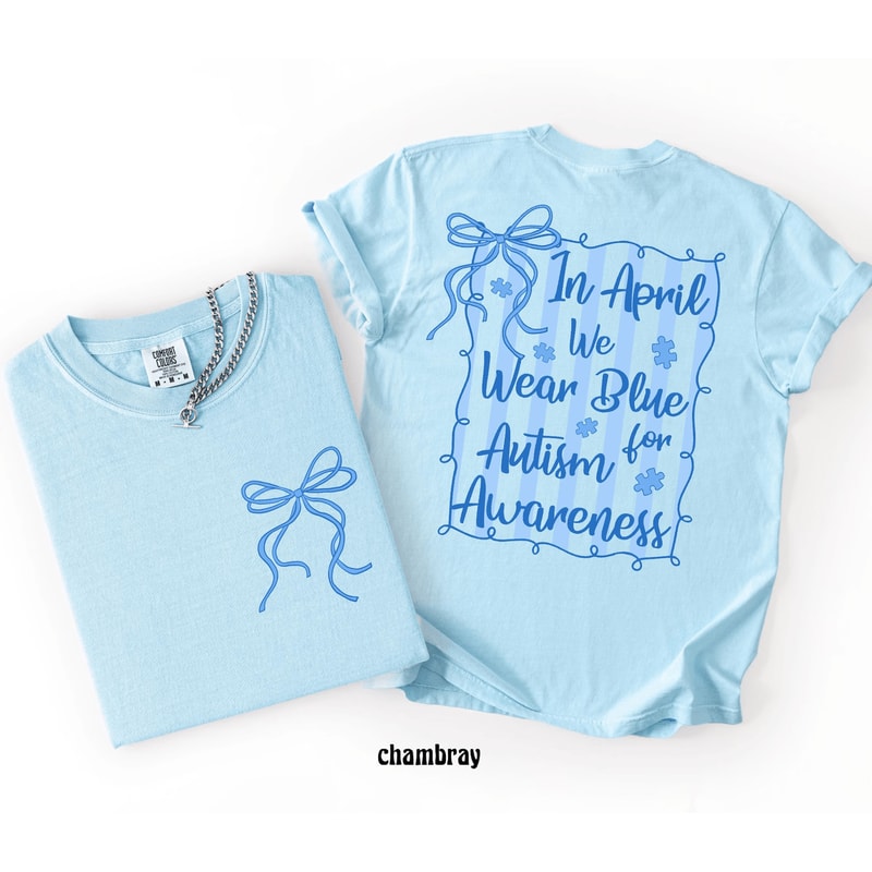In April We Wear Blue Autism Awareness Shirt Comfort Colors SPED Teacher Tee Gift 3