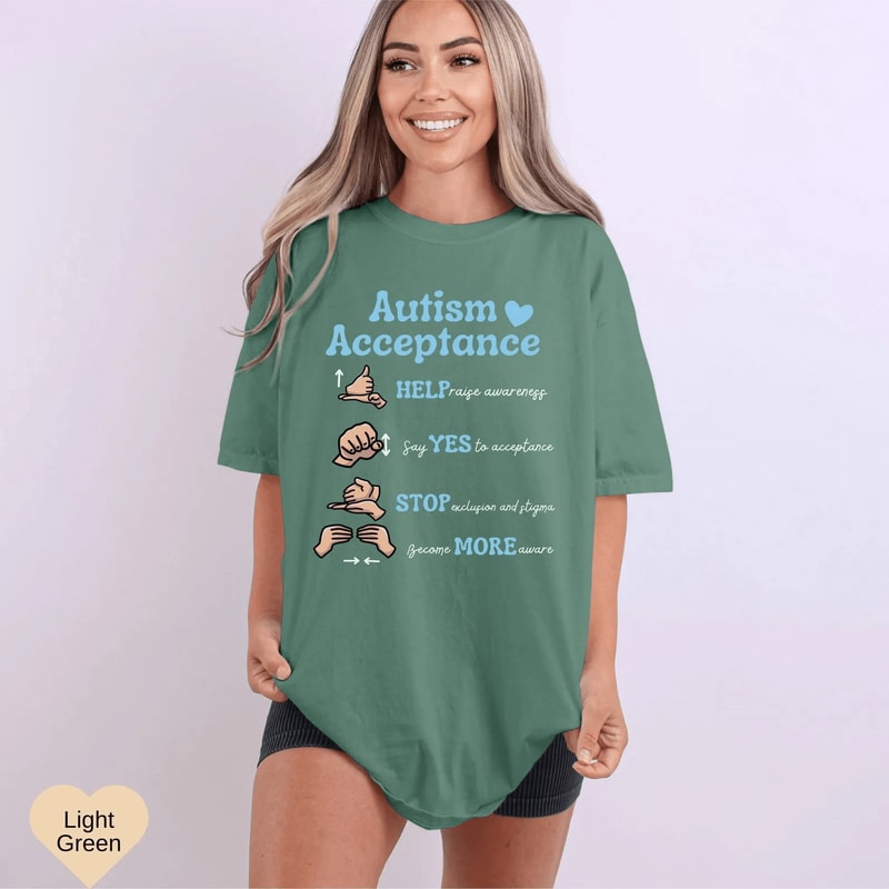 Autism Awareness Comfort Colors Shirt Acceptance Support SPED Teacher Gift Tee 1
