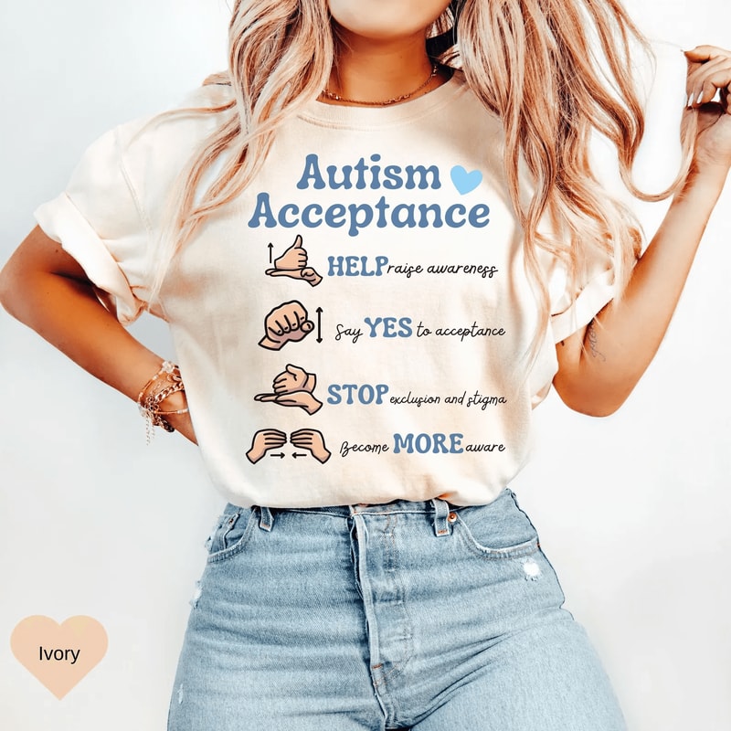 Autism Awareness Comfort Colors Shirt Acceptance Support SPED Teacher Gift Tee 0