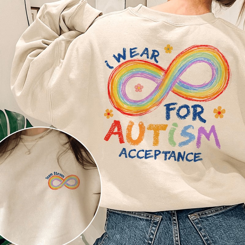 Personalized Rainbow Infinity Autism Awareness Shirt Custom Family Support Comfort Tee 1