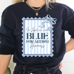 autism awareness postage stamp t-shirt april wear blue design