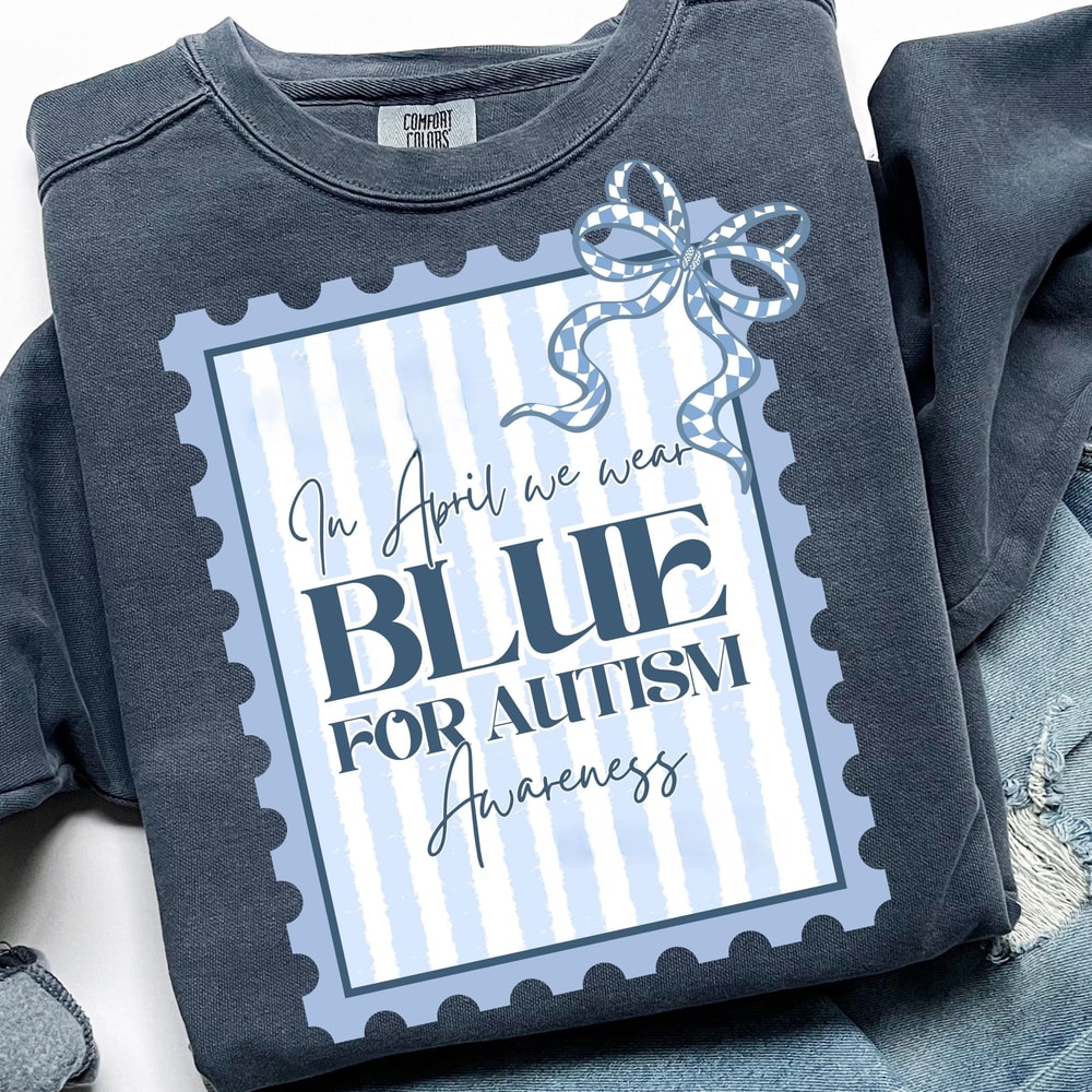 Autism Awareness Postage Stamp PNG April Wear Blue Design 1
