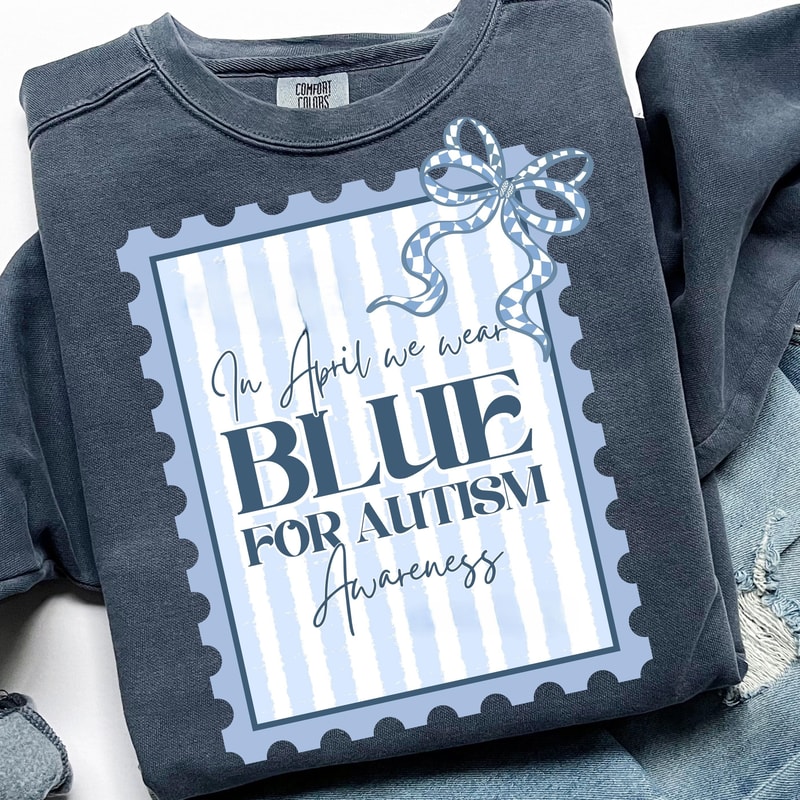 Autism Awareness Postage Stamp PNG April Wear Blue Design 1