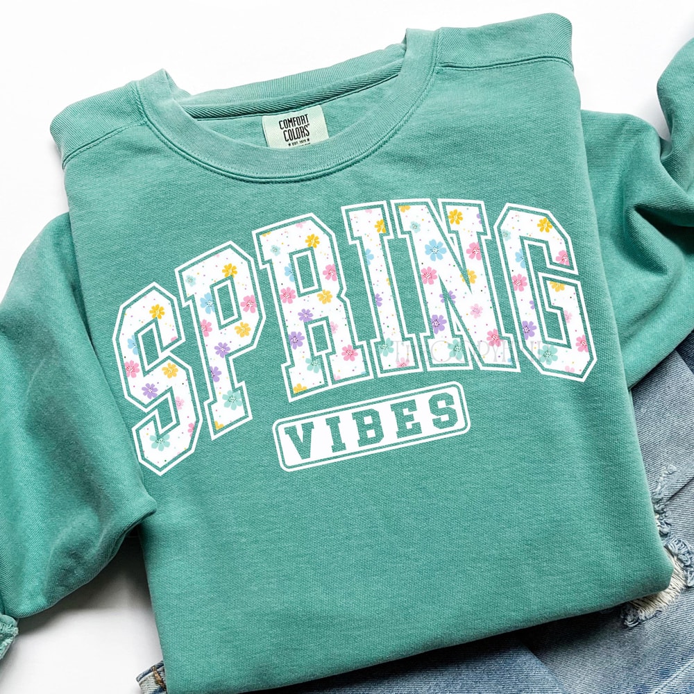 Spring Vibes Floral Varsity TShirt 0