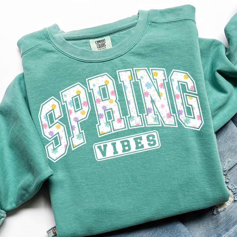Spring Vibes Floral Varsity TShirt 0