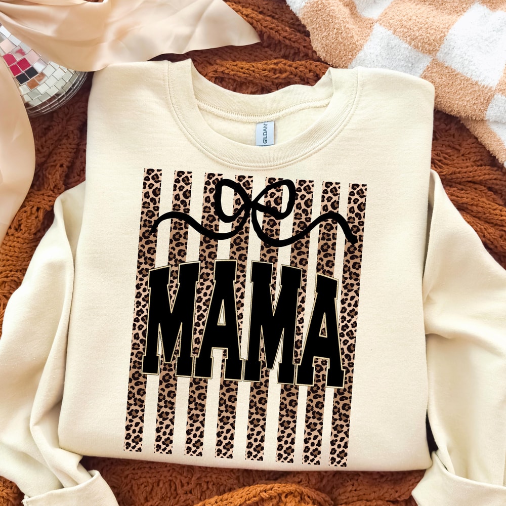 Mama Leopard Striped Preppy Summer TShirt 0