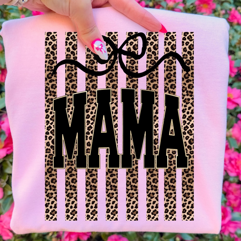 Mama Leopard Striped Preppy Summer TShirt 1
