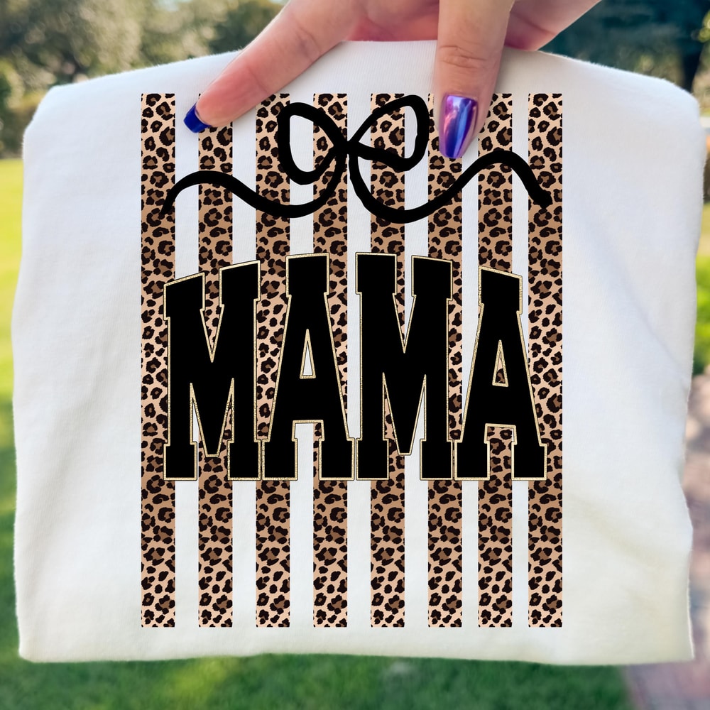 Mama Leopard Striped Preppy Summer TShirt 2